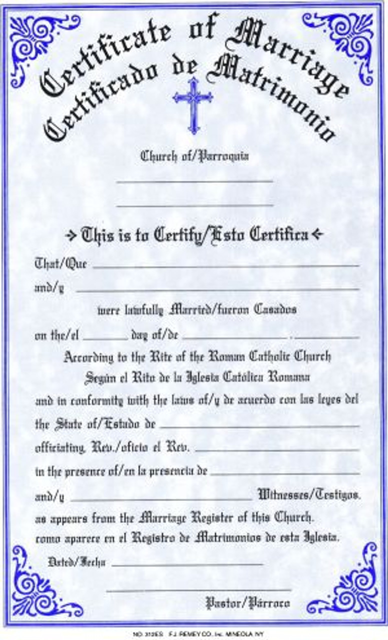 Marriage Forms Certificate Bilingual Style 312 F C Ziegler Company