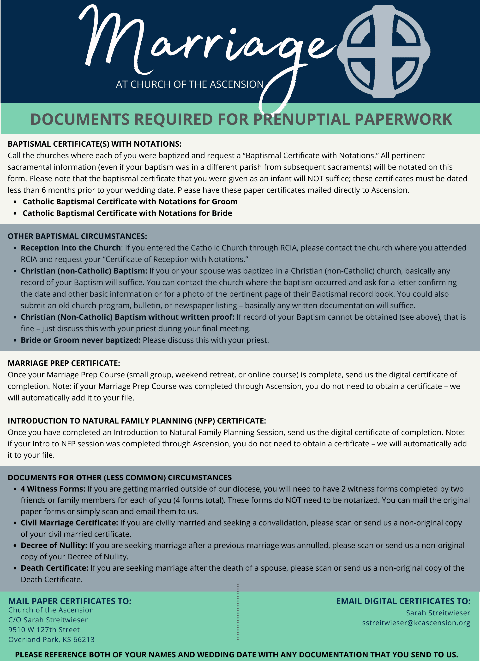 Marriage Prep Paperwork Church Of The Ascension