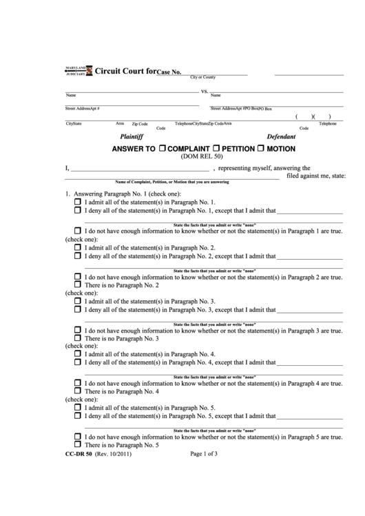 Maryland Circuit Court Forms Claimforms Net