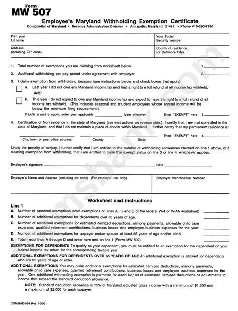 Maryland Withholding Tax Form Withholdingform Com