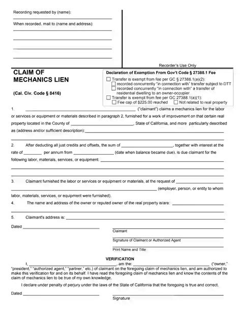 Mechanics Lien California Fill Out Printable Pdf Forms Online