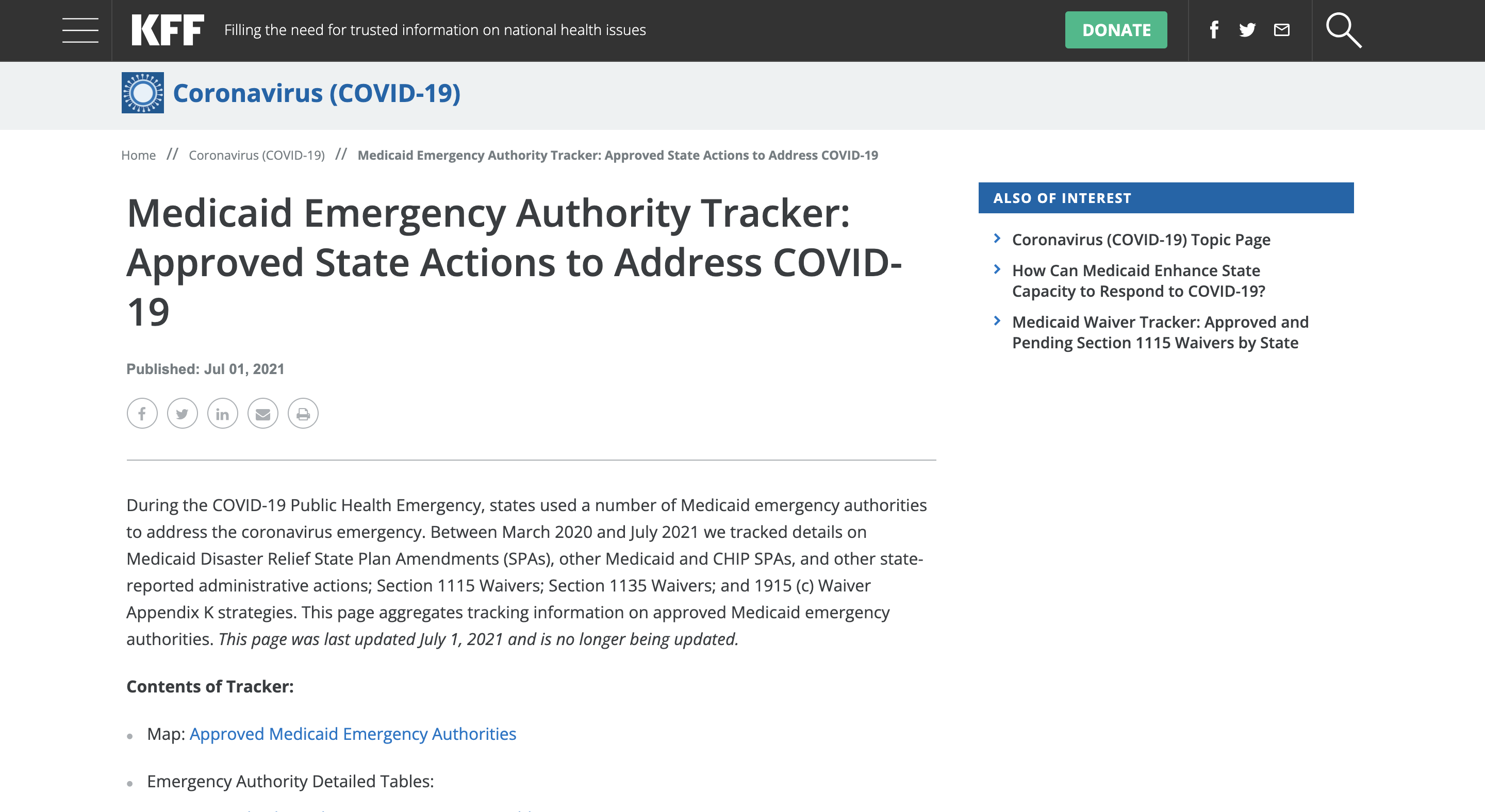 Medicaid Emergency Authority Tracker Approved State Actions To Address