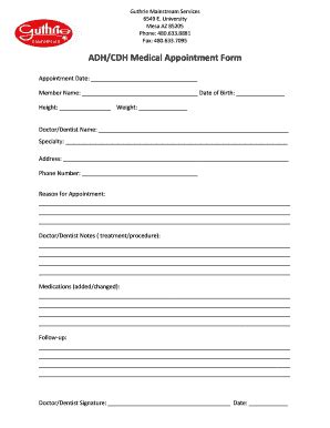 Medical Appointment Form Pdf Complete With Ease Airslate Signnow