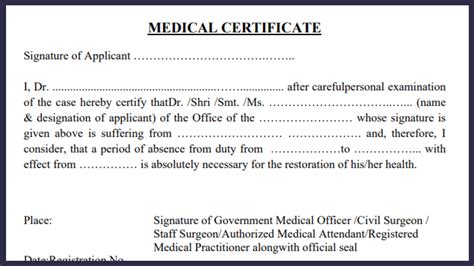 Medical Certificate Form Pdf