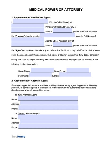 Medical Power Of Attorney Printable Document