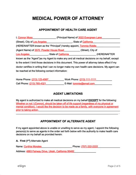 Medical Power Of Attorney Printable Form