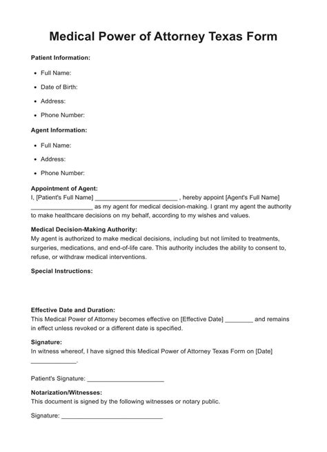 Medical Power Of Attorney Tennessee Form Example Free Pdf Download