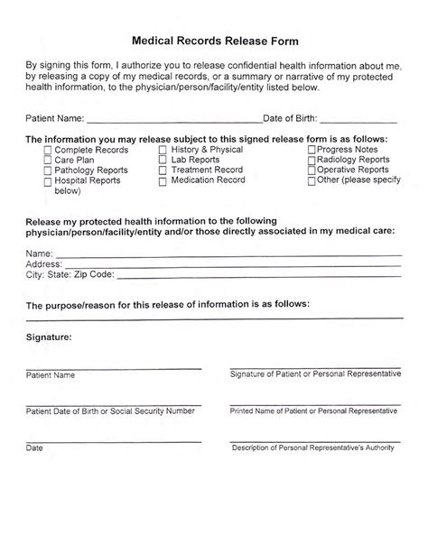 Medical Records Release Form Printable