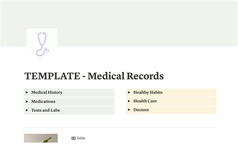 Medical Records Template Notion Template