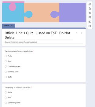 Medical Terminology Unit 2 Quiz Google Forms By Active Engagement Learning