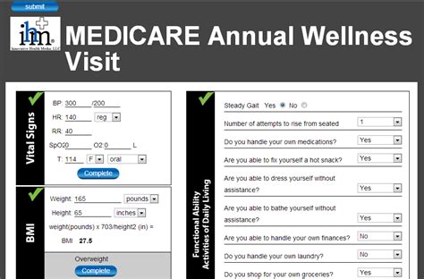 Medicare Annual Wellness Visit Templates Screening Forms