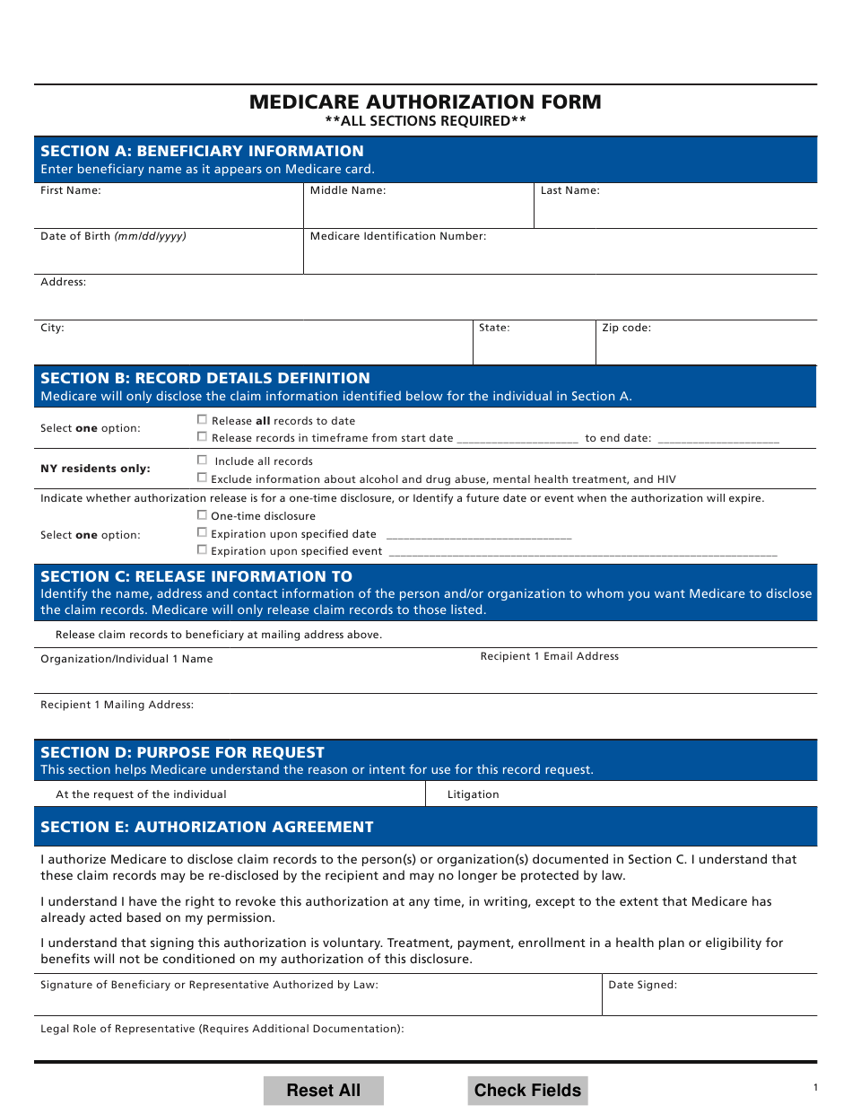 Medicare Authorization Form Fill Out Sign Online And Download Pdf