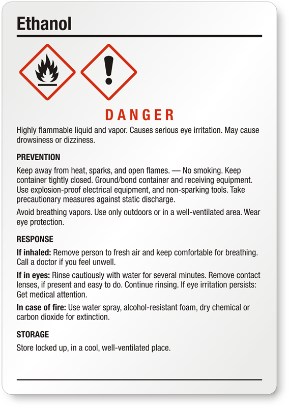 Medium Ghs Ethanol Label Sku Ghs 006 B