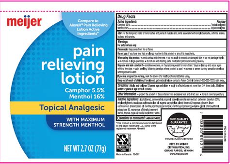 Meijer Pain Relieving Analgesic Camphor Synthetic And Menthol