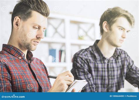 Men Doing Paperwork In Office Stock Photo Image Of Items Caucasian