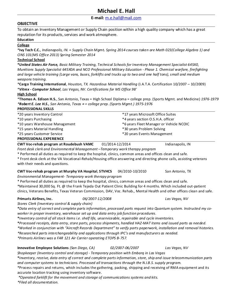 Michael Hall Resume Pdf