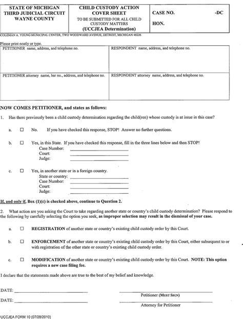 Michigan Child Custody Forms Pdf Copies Descriptions