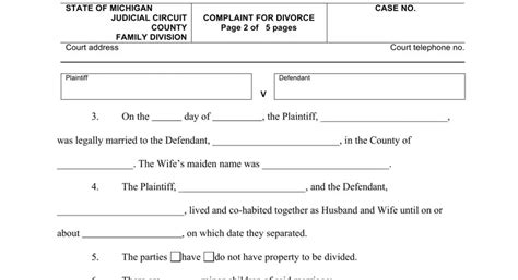 Michigan Complaint Divorce Pdf Form Formspal