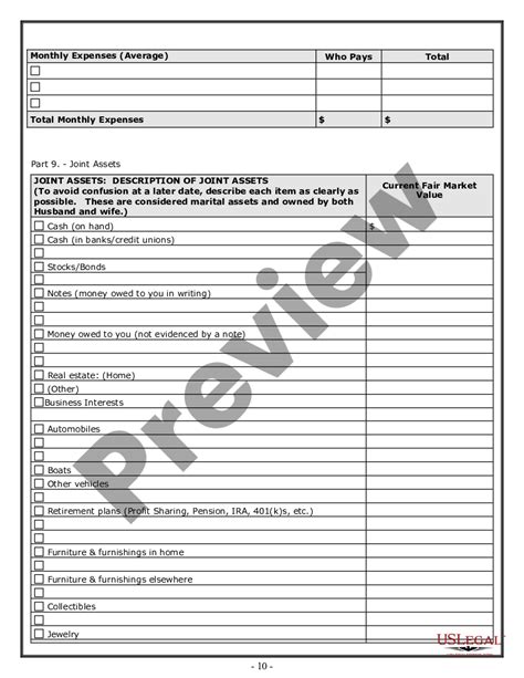 Michigan Divorce Worksheet And Law Summary For Contested Or Uncontested