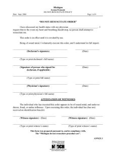 Michigan Dnr Form Mi Do Not Resuscitate Order Template