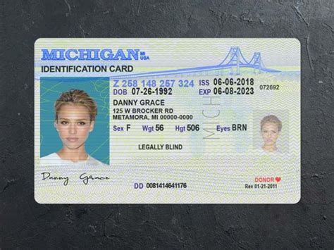 Michigan Id Card Psd Template Download Freemiumestore