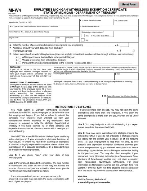 Michigan Income Tax Withholding 2021 2022 W4 Form