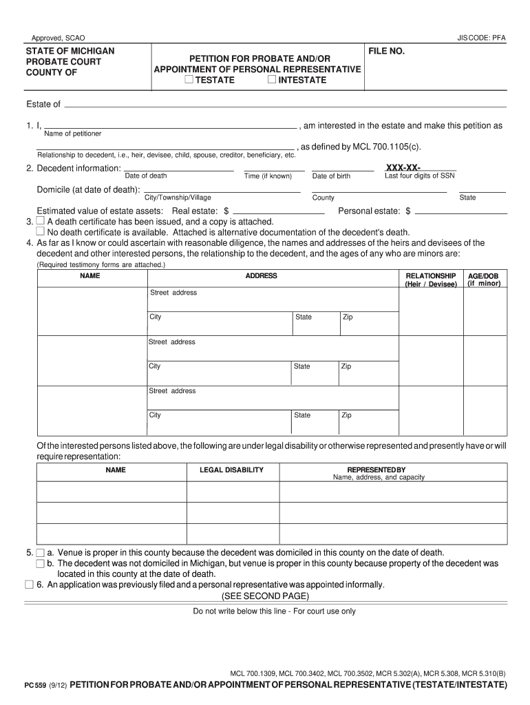 Michigan Petition Probate Complete With Ease Airslate Signnow