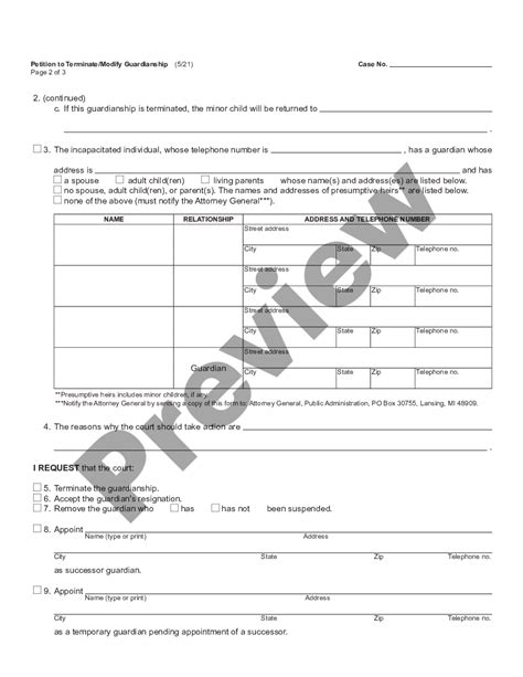 Michigan Petition To Modify Or Terminate Guardianship Of