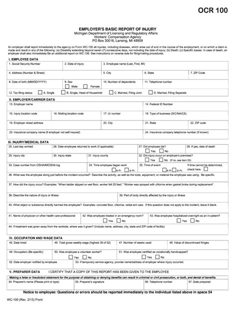 Michigan Workman S Comp Forms Fill Online Printable Fillable Blank