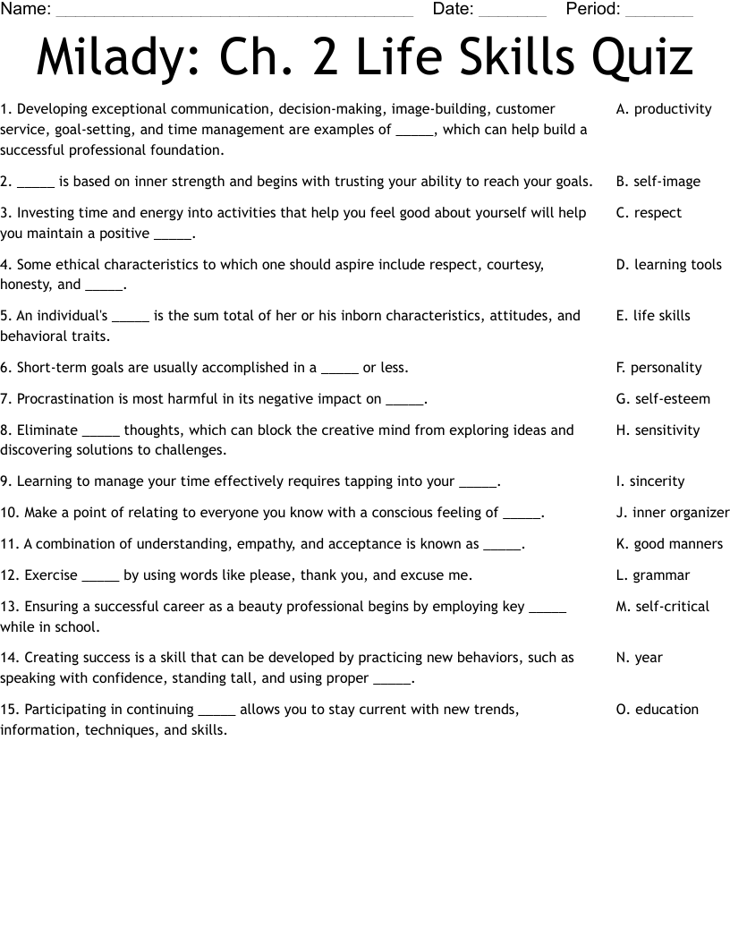 Milady Chapter 4 Workbook Answers Milady Chapter 21 Workbook