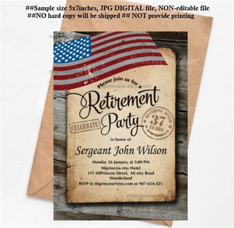 Military Retirement Party Invitation Printable Army Retirement Invite