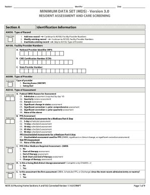 Minimum Data Set Example Fill Online Printable Fillable Blank