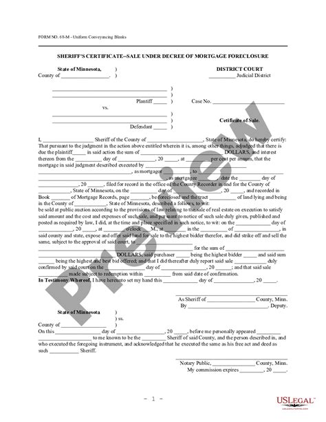 Minnesota Sheriff S Certificate Sale Under Decree Of Mortgage