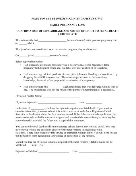 Miscarriage Discharge Paper Pdf Form Formspal