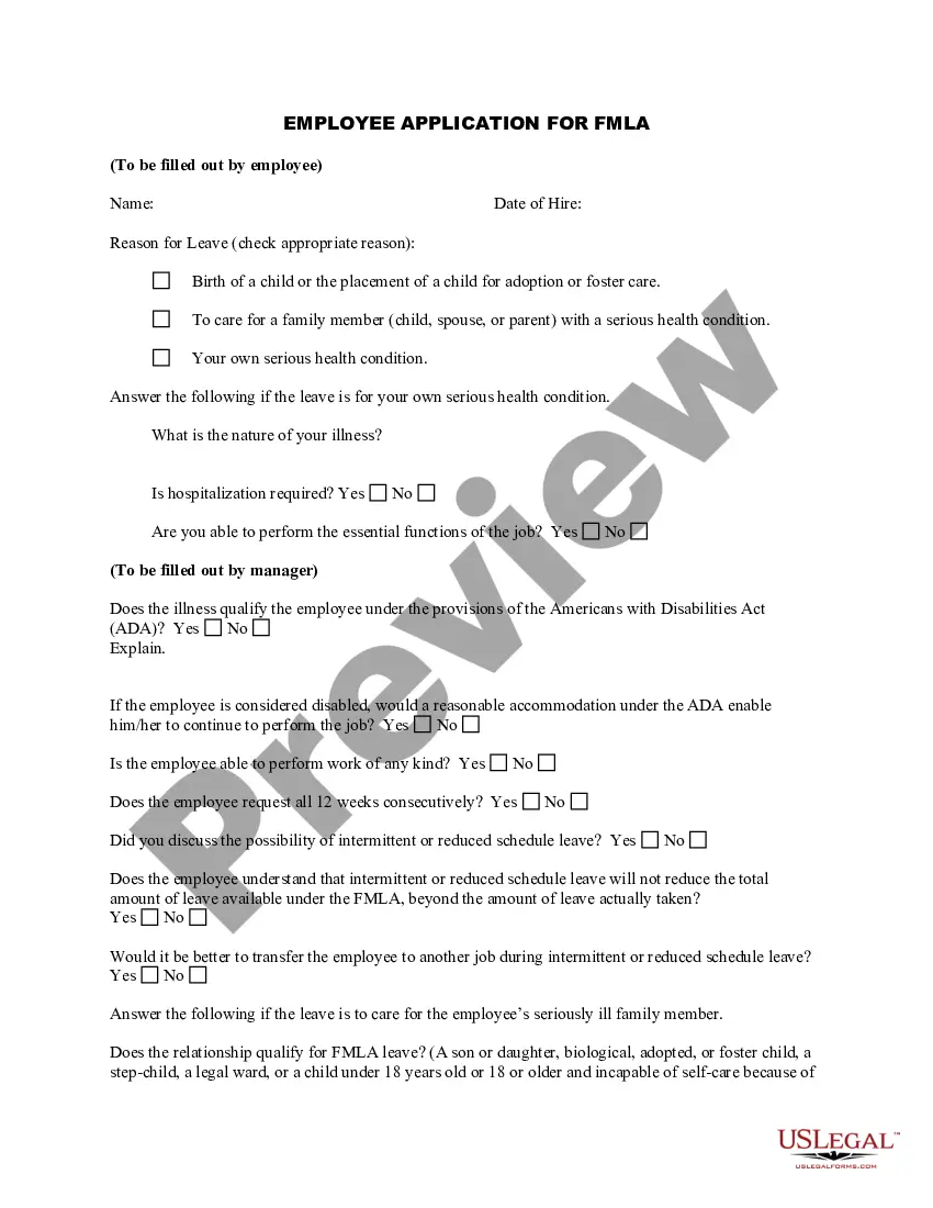 Mississippi Employee Application For Fmla Fmla Ohio Us Legal Forms