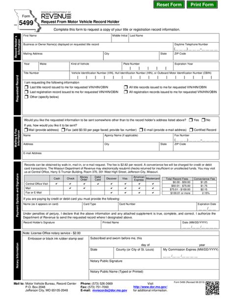 Missouri Dmv New Car Registration Form Fillable Printable Forms Free