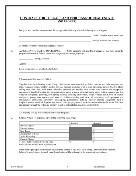 Missouri Real Estate Contract Pdf Form Formspal