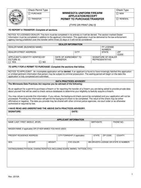 Mn Handgun Purchase 2015 2024 Form Fill Out And Sign Printable Pdf