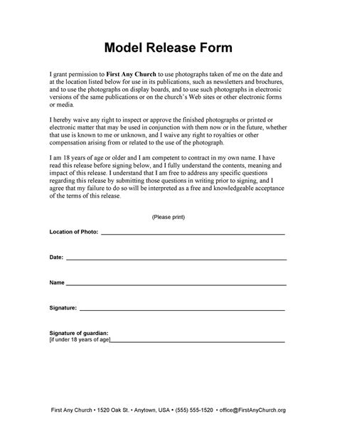 Model Release Template For Photographers Photography Forms Etsy