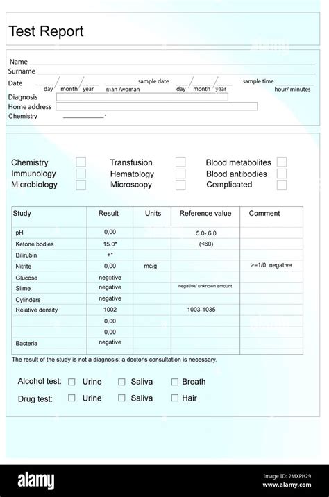 Modern Drug Test Form With Results Illustration Stock Photo Alamy