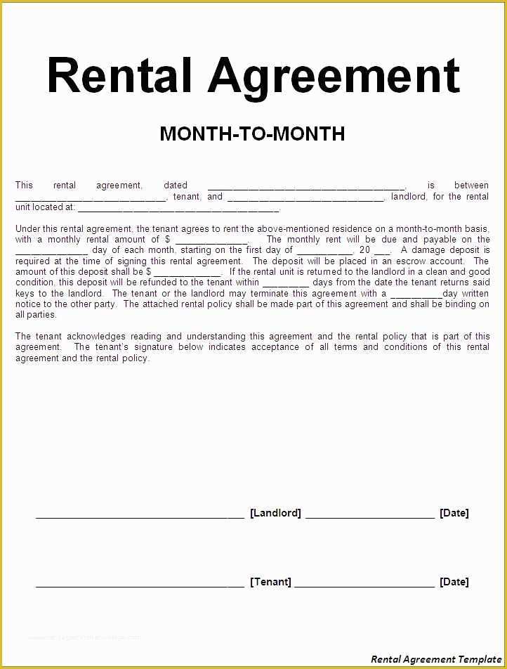 Month To Month Free Printable Rental Agreement Template Hq Printable