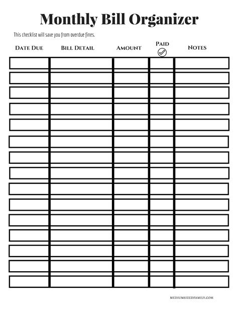 Monthly Bill Organizer Excel Xls Spreadsheet Download Bill Organization Budgeting Paying Bills