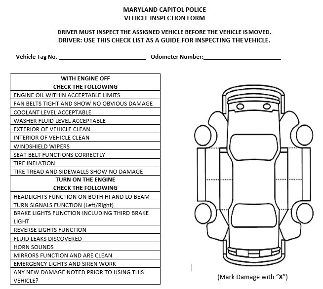 Monthly Vehicle Inspection Form