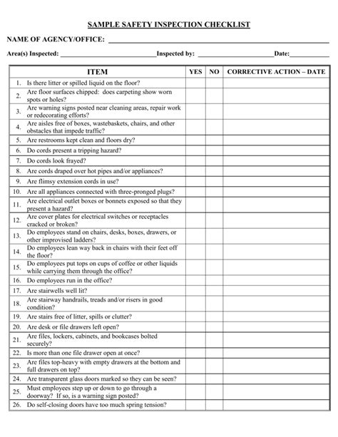 Monthly Workplace Inspection Form By Rwq19624 Inspection Checklist