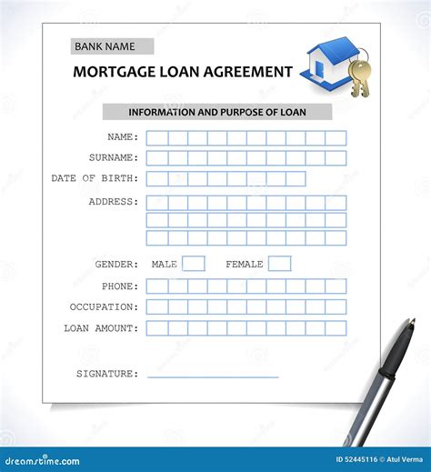 Mortgage Paper Form Loan Application With Home Icon Stock Vector Illustration Of Debt