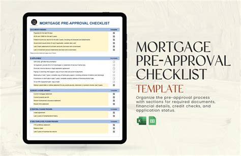 Mortgage Pre Approval Checklist In Excel Google Sheets Download