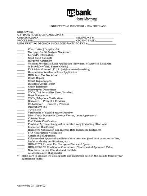 Mortgage Underwriting Checklist Template 2002 2024 Form Fill Out And