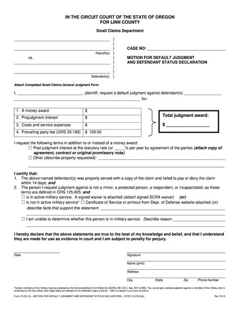 Motion For Default Judgment Oregon Fill Online Printable Fillable