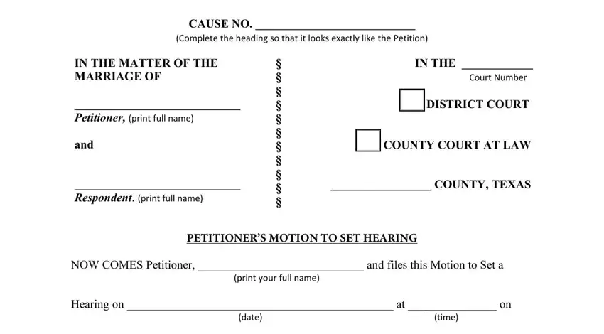 Motion For Judge Hearing Instructions And Forms