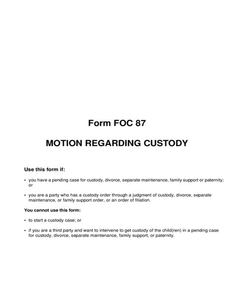 Motion Regarding Custody Michigan Free Download